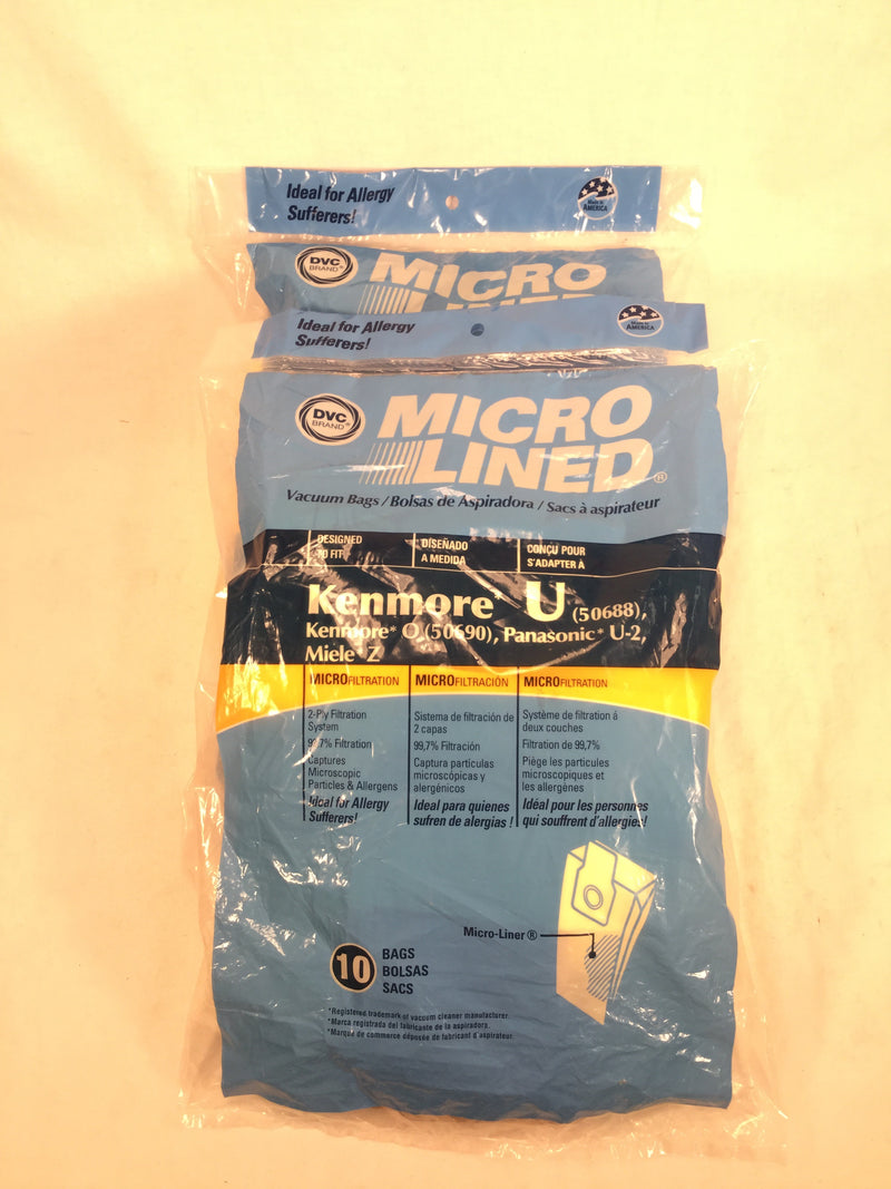 2 Pack Kenmore Upright Vacuum Bags 50688, 50690, U-2, New in Package