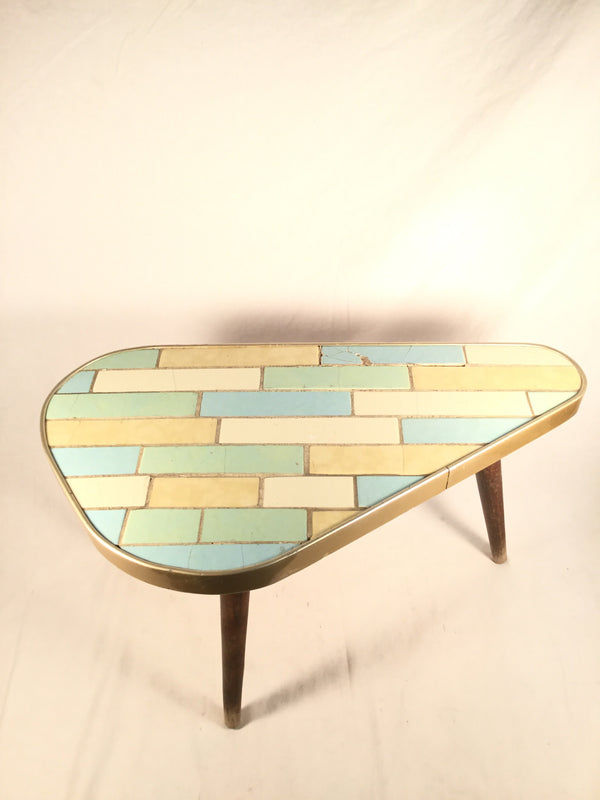 Vintage Art Deco Small Colored Tile Table