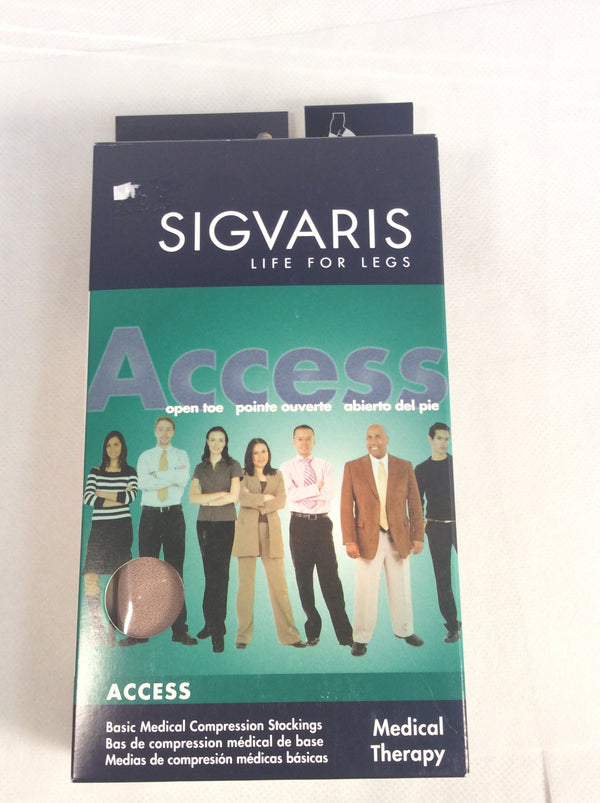 Sigvaris open toe thigh high compression stockings (size SL) beige color