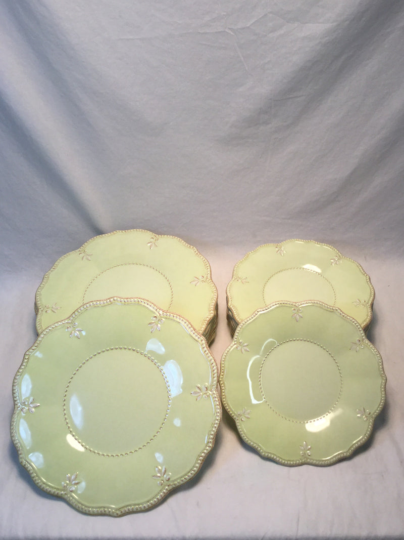 French Perle Melamine Plates W/ Kiwi Accent plates by Lenox Set Of 16