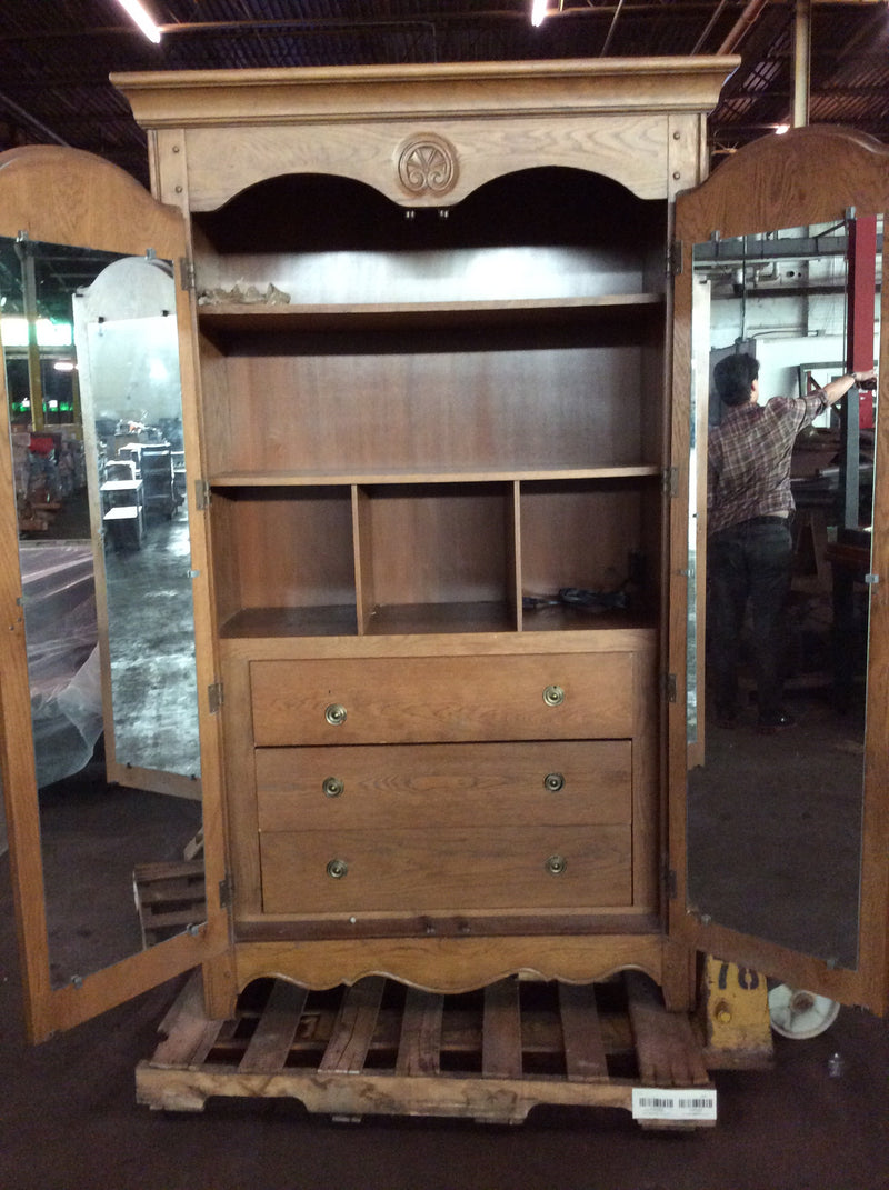 Bernhardt Vintage Blonde Wood Pair Armoire Cabinets