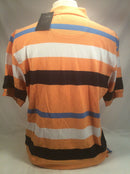 IZOD collar shirt men’s L mesh cotton stripes orange black blue white