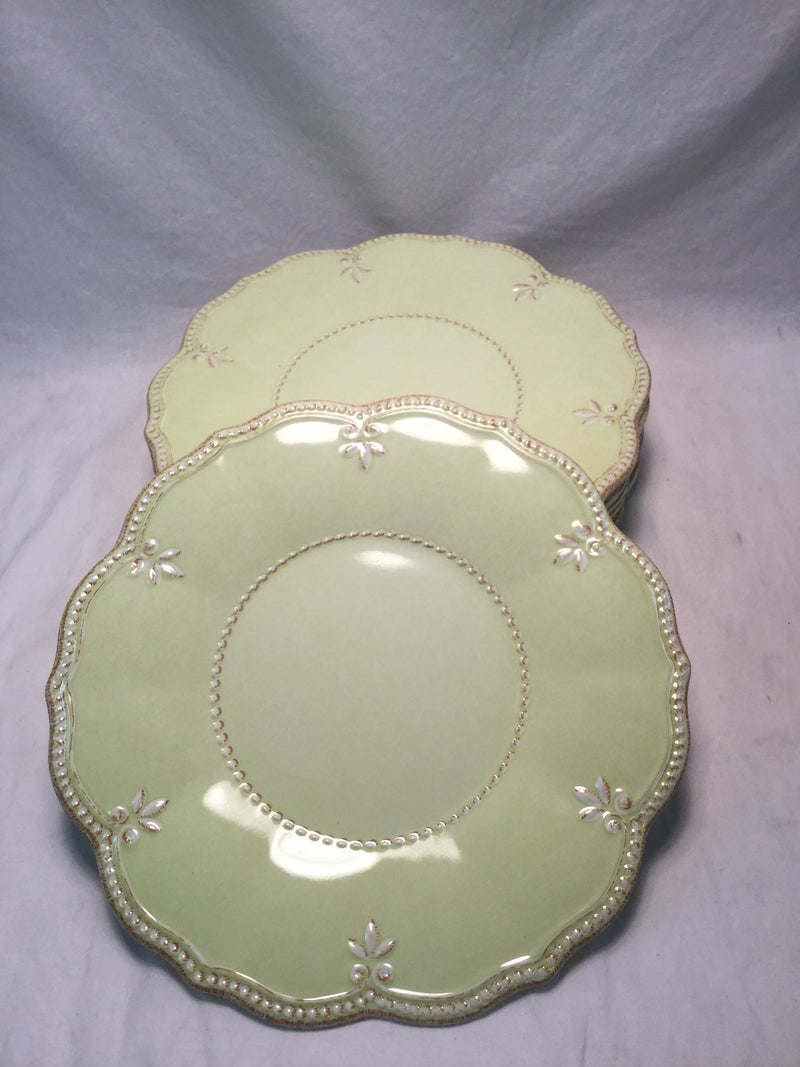 French Perle Melamine Plates W/ Kiwi Accent plates by Lenox Set Of 16