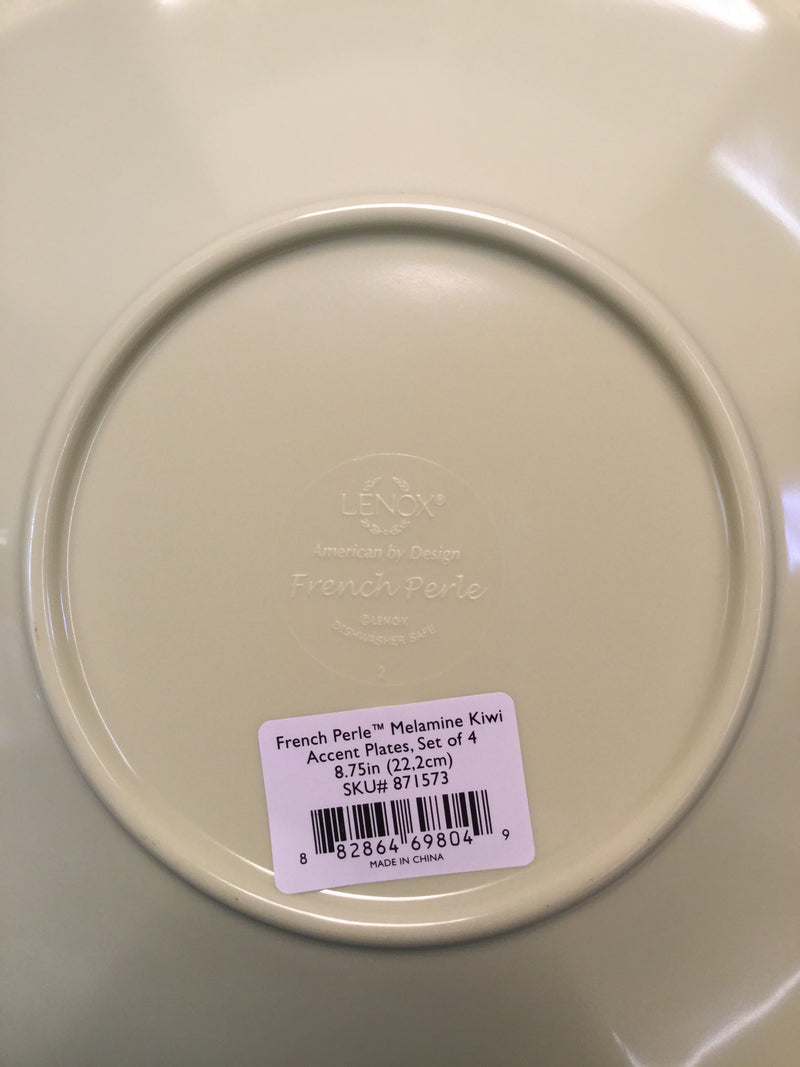 French Perle Melamine Plates W/ Kiwi Accent plates by Lenox Set Of 16