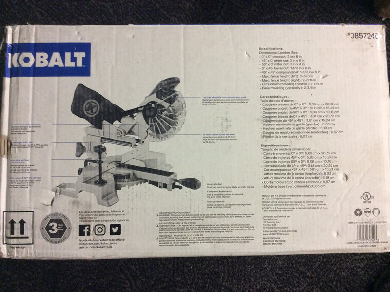 Kobalt 7-1/4 In Sliding Single Bevel Miter Saw