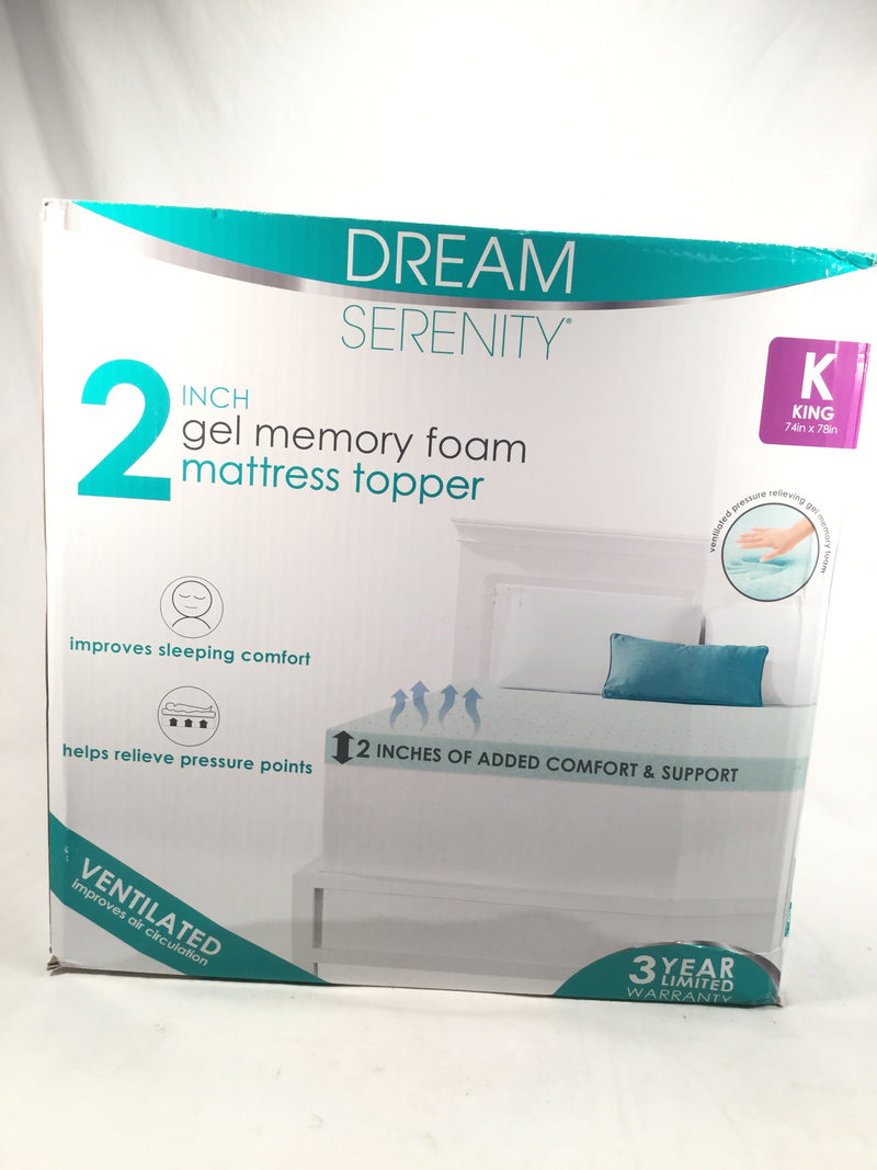 Dream Serenity 2” King Gel Memory Foam Mattress Topper