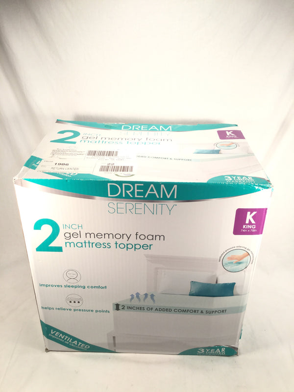 Dream Serenity 2” King Gel Memory Foam Mattress Topper