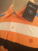 IZOD collar shirt men’s L mesh cotton stripes orange black blue white