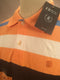 IZOD collar shirt men’s L mesh cotton stripes orange black blue white