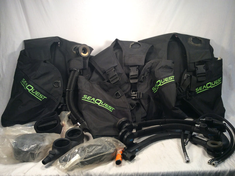 Sea quest scuba vests (3) w/accessories size small