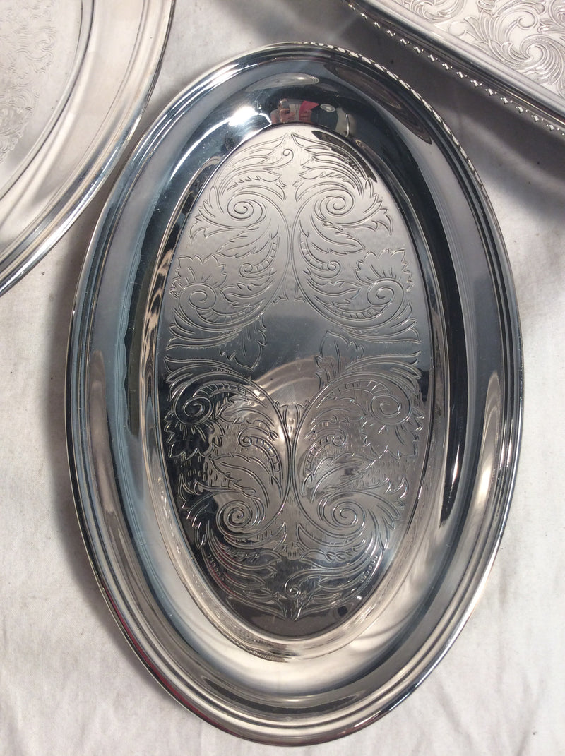 Oneida silver serving trays (3)