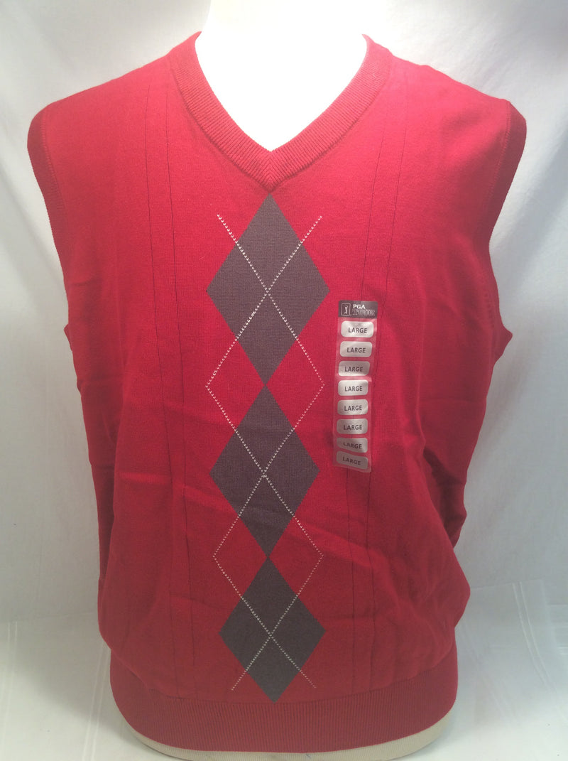 PGA TOUR cotton sweater vest men’s L red v-neck