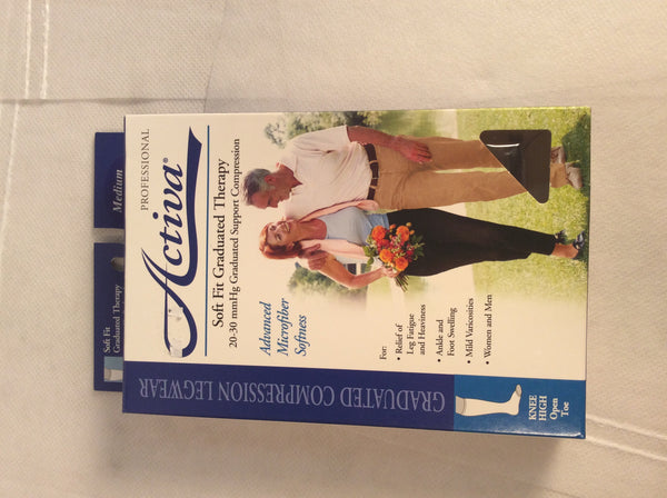 Activa knee high open toe compression stockings (size MEDIUM) beige color